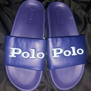 NAVY/WHITE POLO CAYSON SLIDES (NEVER WORN)